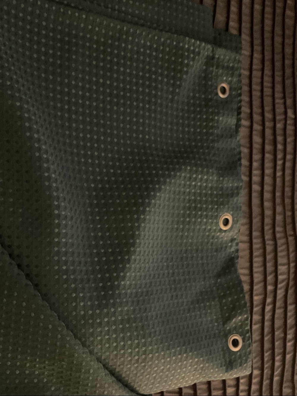 Green Textured Shower Curtain with Metal Grommets
